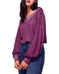 Free People South Side Thermal Top - Purple