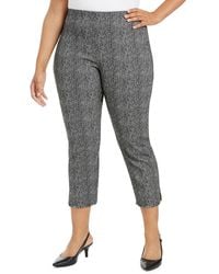 Alfani Plus Size Printed Cropped Pull-on Pants - Gray