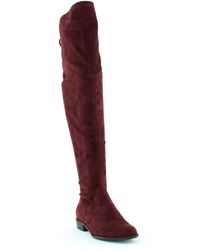 flat red knee high boots