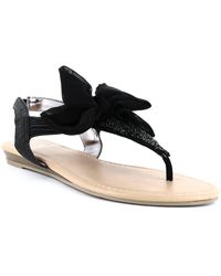 Material Girl Swan T-strap Sandals - Black