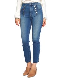 1.STATE Button-front Skinny Jeans - Blue