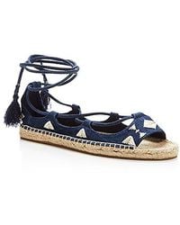 Soludos Embroidered Tie Up Sandals - Blue