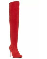 red suede over the knee boots