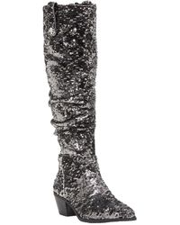 black sequin boots womens