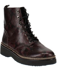 haskell crinkled leather and logo combat boot