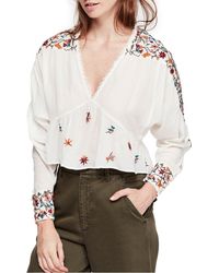 Free People Ava Embroidered Blouse - White