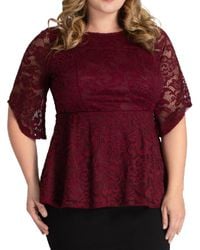 Kiyonna Emerson Lace Top - Red