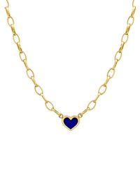 Jennifer Meyer - Lapis Inlay Heart On Small Edith Link Chain Yellow Gold Necklace - Lyst