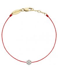 RedLine - Single Diamond Illusion Red String Yellow Gold Bracelet - Lyst