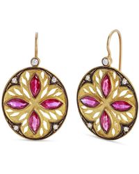 Cathy Waterman - Ruby Marquise Framed Oval Cutout Yellow Gold Earrings - Lyst