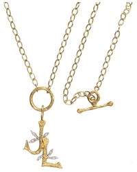 Cathy Waterman - Paired Branch Initials Yellow Gold Love Necklace - Lyst