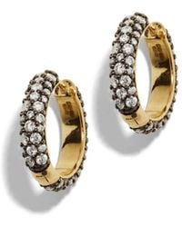 Lucy Delius - Antique Finish Diamond Yellow Gold Hinged Hoop Earrings - Lyst