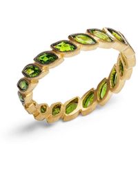 Cathy Waterman Chrome Diopside Single Laurel Band Yellow Gold Ring - Blue