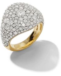 Lucy Delius - Modern Finish Diamond Yellow Gold Signet Ring - Lyst