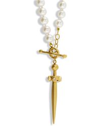 Cathy Waterman - Akoya Pearl & Sleeping Beauty Turquoise Yellow Gold Sword Necklace - Lyst