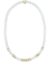 SHAY - 11 Diamond Pavé And White Ceramic Medium Link Chain Yellow Gold Necklace - Lyst