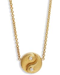 Retrouvai - Mini All Gold Yin Yang Diamond Pendant Yellow Gold Necklace - Lyst