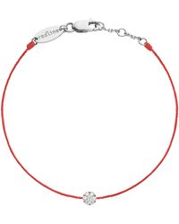 RedLine - Single Diamond Illusion Red String White Gold Bracelet - Lyst