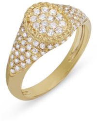 Yvonne Léon - Diamond Baby Oval Cheveliere Yellow Gold Signet Ring, 3 - Lyst