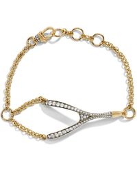 Lucy Delius - Antique Finish Diamond Wishbone Yellow Gold Bracelet - Lyst