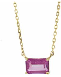 KALAN by Suzanne Kalan - Emerald Cut Pink Topaz Yellow Gold Necklace - Lyst