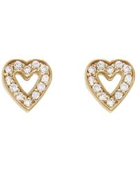 Jennifer Meyer - Diamond Mini Open Heart Stud Yellow Gold Earrings - Lyst