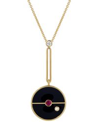 Retrouvai - Signature Black Onyx And Ruby Compass Yellow Gold Pendant Necklace - Lyst