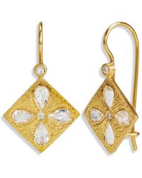 Cathy Waterman - Rainbow Moonstone And Diamond Yellow Gold Drop Earrings - Lyst