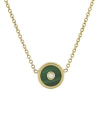 Retrouvai - Mini Malachite And Diamond Compass Yellow Gold Necklace - Lyst