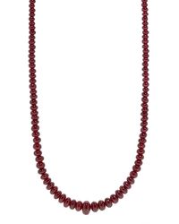 Azlee - Rich Ruby Beaded Yellow Gold Necklace, Stock - Lyst