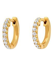 Jennifer Meyer Yellow Gold Small Diamond Huggie Hoop Earrings - Metallic