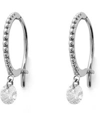 Raphaele Canot Diamond Set Free Beaded White Gold Mini Hoop Earrings - Metallic