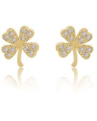 Jennifer Meyer - Mini Diamond Four-leaf Clover Yellow Gold Stud Earrings - Lyst