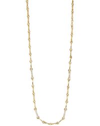Azlee - 20 Inch Small Circle Pavé Diamond Links Handmade Chain Yellow Gold Necklace - Lyst