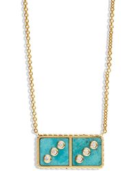 Retrouvai - Turquoise And Diamond Petite Domino Yellow Gold Necklace - Lyst