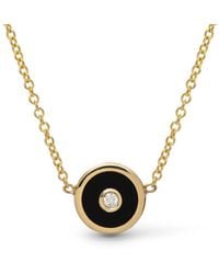Retrouvai - Mini Black Onyx And Diamond Compass Yellow Gold Necklace - Lyst