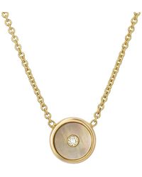 Retrouvai - Mini Dark Mother Of Pearl And Diamond Compass Yellow Gold Necklace - Lyst