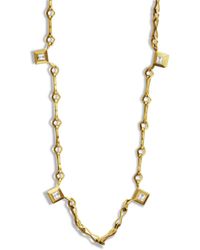 Azlee - Carré Diamonds Small Diamond Link Handmade Chain Yellow Gold Necklace - Lyst