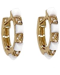 Raphaele Canot Agate And Diamond Studded Mini Yellow Gold Hoop Earrings - Metallic