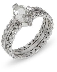 Cathy Waterman - Oval Diamond Solitaire On Double Milgrain Seed Platinum Ring - Lyst