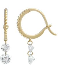 Raphaele Canot Set Free Double Diamond Beaded Yellow Gold Mini Hoop Earrings - Metallic