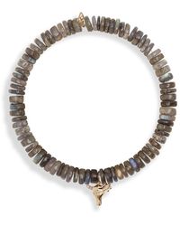 Sydney Evan - Small Cow Skull Charm On Labradorite Heishi Beaded Bracelet - Lyst