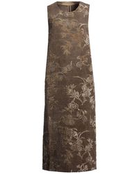 Uma Wang - Khaki Midi Dress Cotton, Linen, Viscose - Lyst