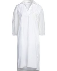 Peserico - Cream Midi Dress Cotton, Elastane, Silk - Lyst