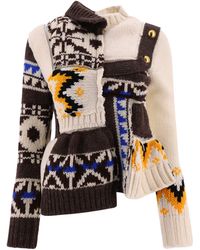 Donna Abbigliamento da Maglieria da Maglioni con zip Knitwear scw064wn di Sacai in Neutro 