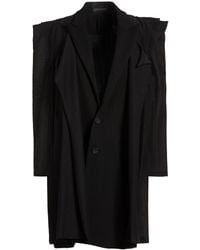 Yohji Yamamoto - Overcoat & Trench Coat Wool, Silk - Lyst