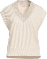 Brunello Cucinelli - Ivory Sweater Cashmere, Polyester, Polyamide, Mohair Wool, Metallic Fiber - Lyst
