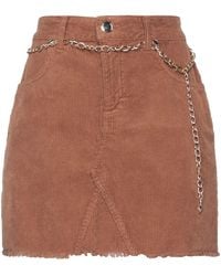 Siste's - Camel Mini Skirt Cotton, Elastane - Lyst