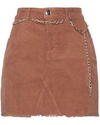 Siste's - Camel Mini Skirt Cotton, Elastane - Lyst
