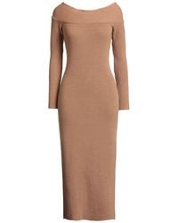Soallure - Camel Midi Dress Viscose, Polyester, Polyamide - Lyst